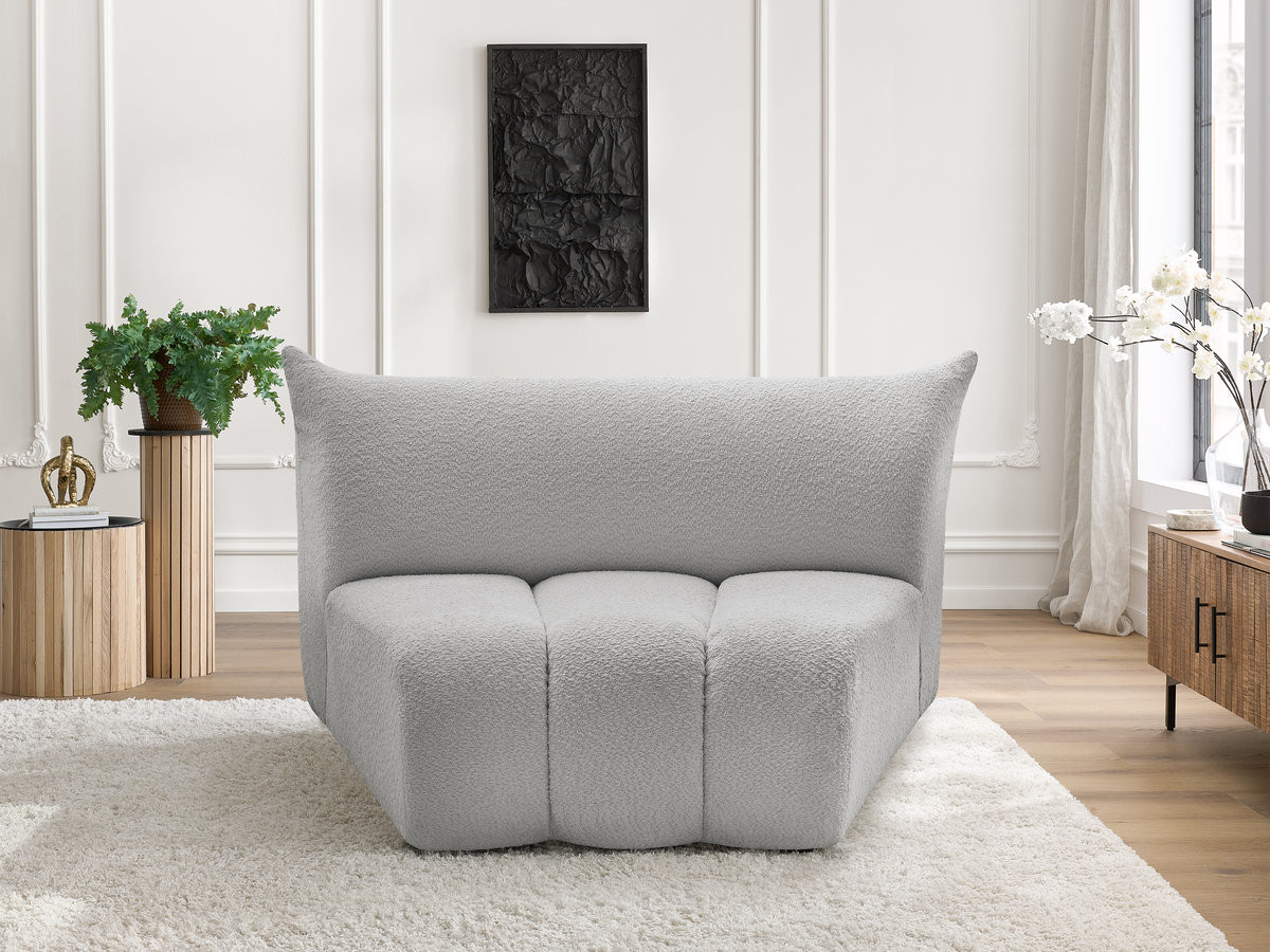 Chauffeuse 1 place incurvée pour canapé modulable AZRA tissu bouclette