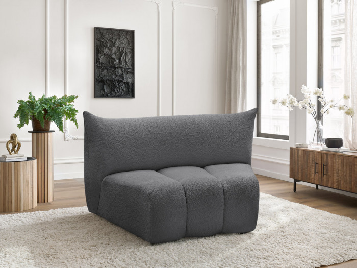 Chauffeuse 1 place incurvée pour canapé modulable AZRA tissu bouclette