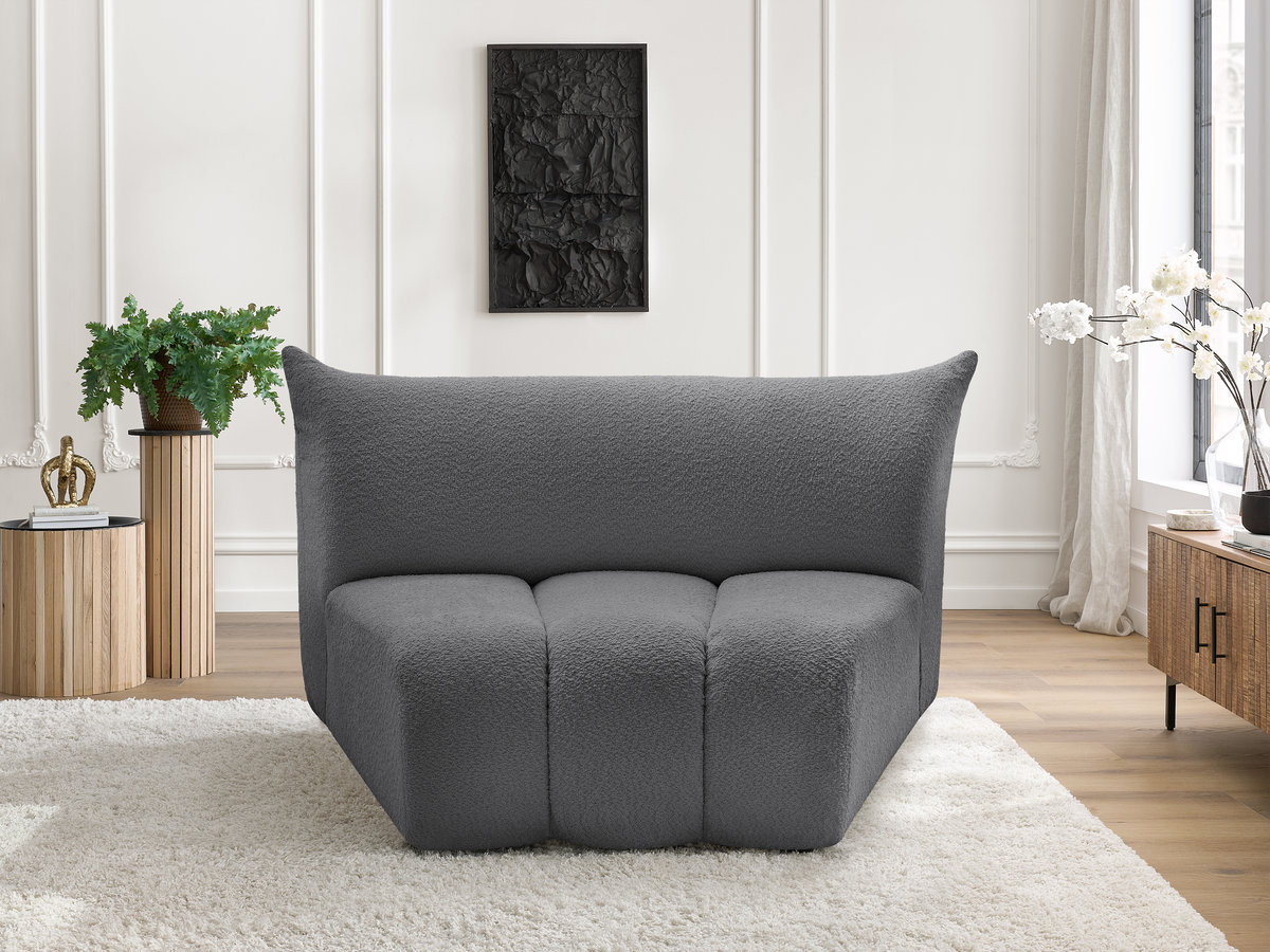 Chauffeuse 1 place incurvée pour canapé modulable AZRA tissu bouclette