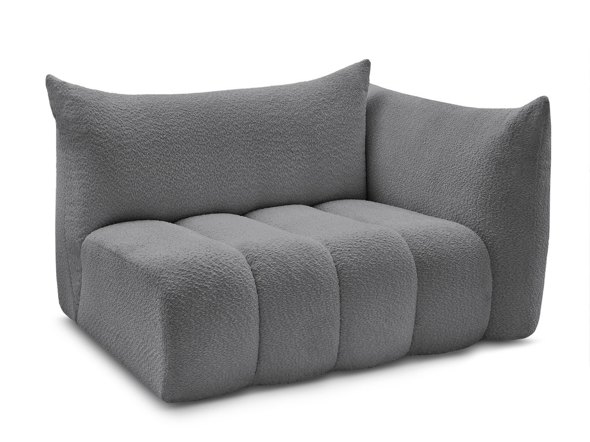 chauffeuse 2 place avec accoudoir pour canapé modulable azra tissu bouclette de couleur gris foncé