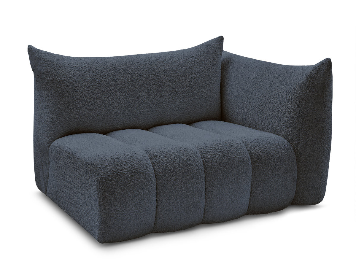 chauffeuse 2 place avec accoudoir pour canapé modulable azra tissu bouclette de couleur bleu foncé