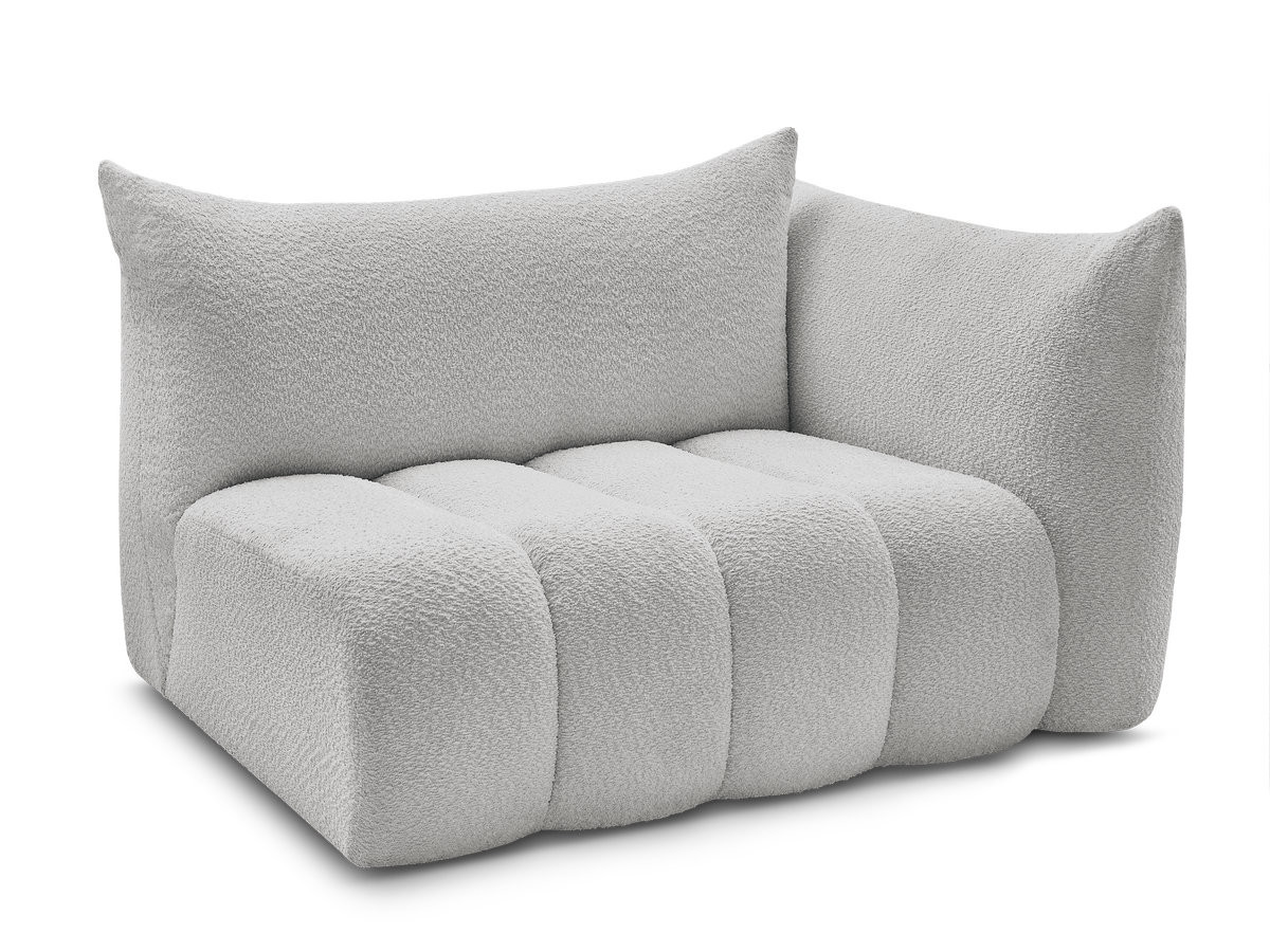 chauffeuse 2 place avec accoudoir pour canapé modulable azra tissu bouclette de couleur gris clair