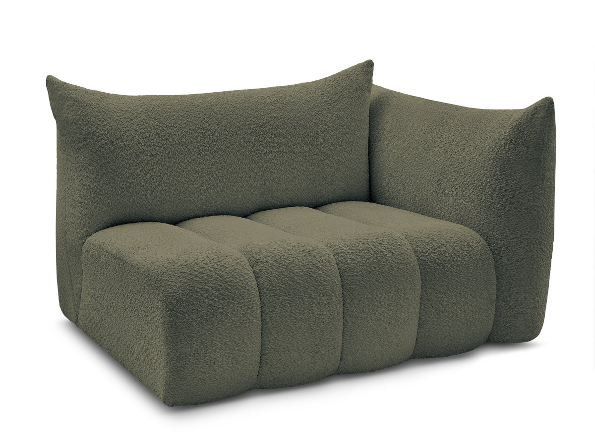 chauffeuse 2 place avec accoudoir pour canapé modulable azra tissu bouclette de couleur vert