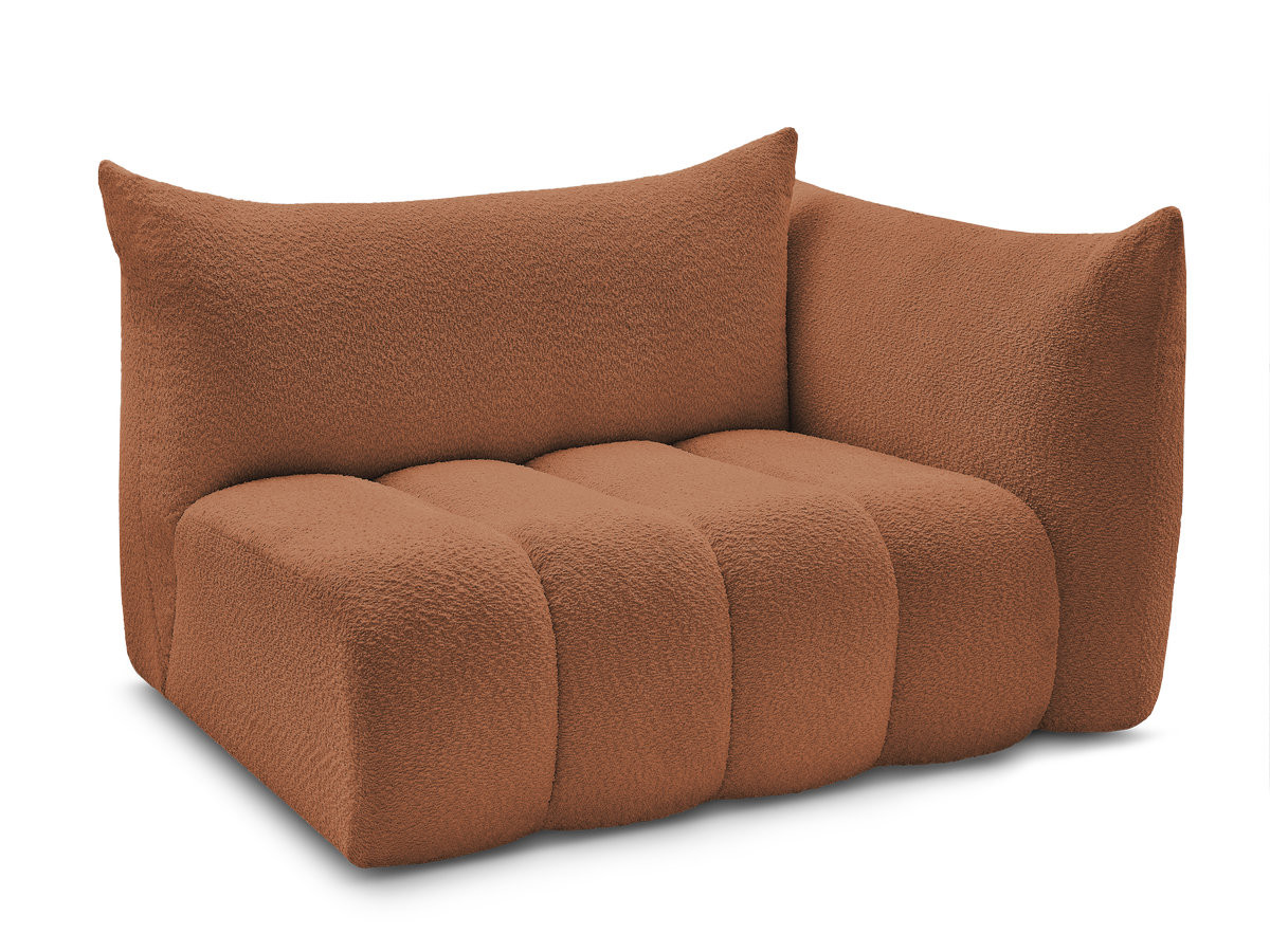 chauffeuse 2 place avec accoudoir pour canapé modulable azra tissu bouclette de couleur orange