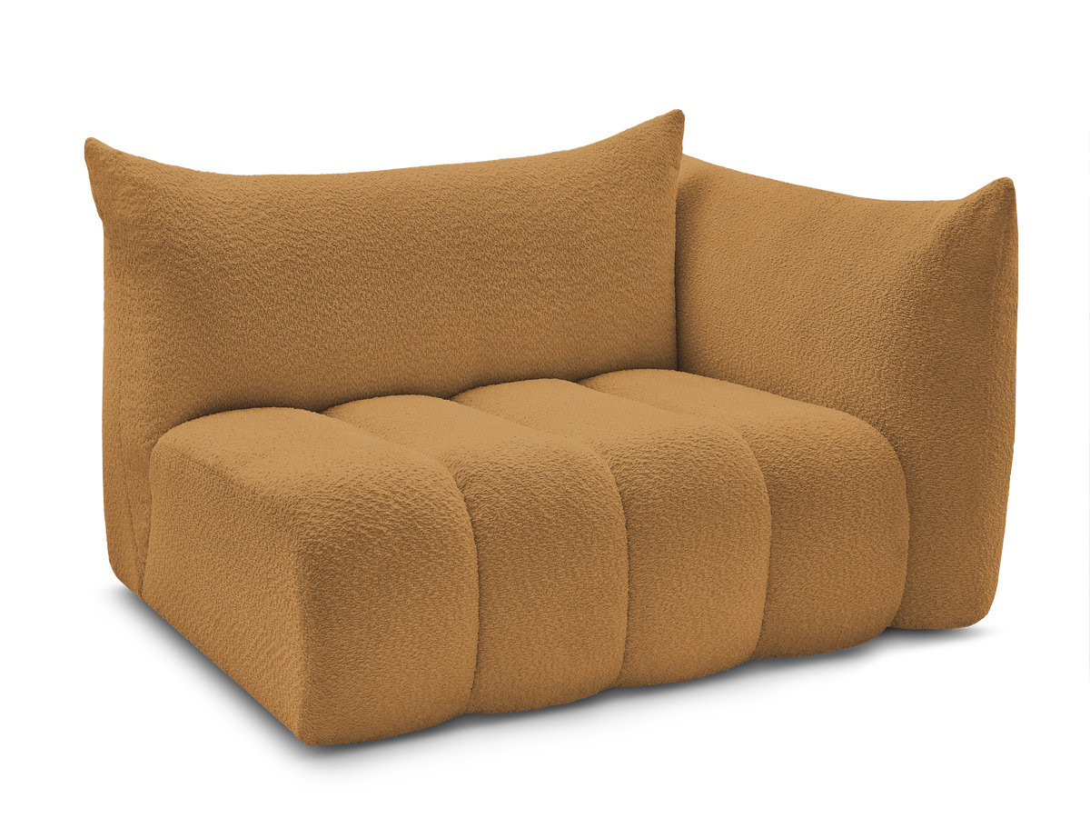 chauffeuse 2 place avec accoudoir pour canapé modulable azra tissu bouclette de couleur jaune