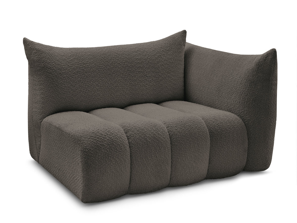 chauffeuse 2 place avec accoudoir pour canapé modulable azra tissu bouclette de couleur marron