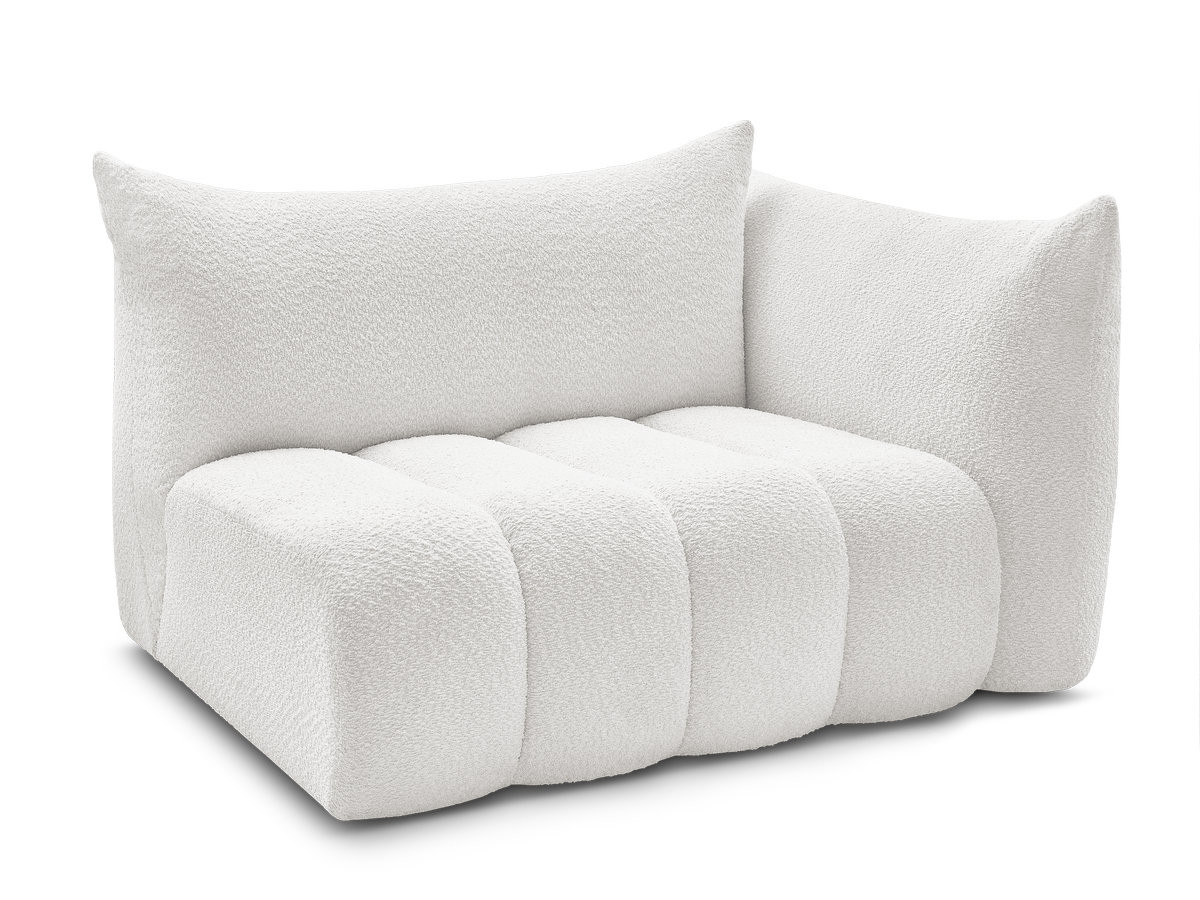 chauffeuse 2 place avec accoudoir pour canapé modulable azra tissu bouclette de couleur blanc