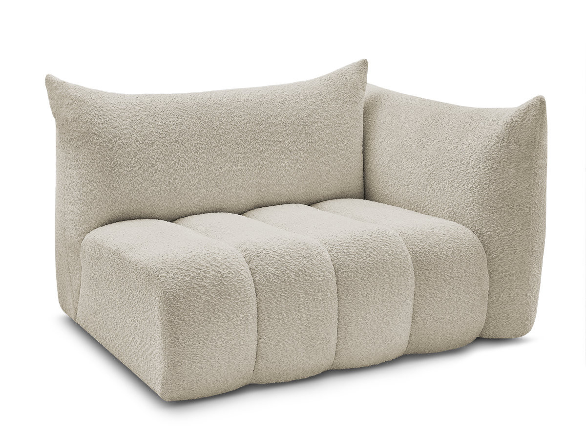 chauffeuse 2 place avec accoudoir pour canapé modulable azra tissu bouclette de couleur beige