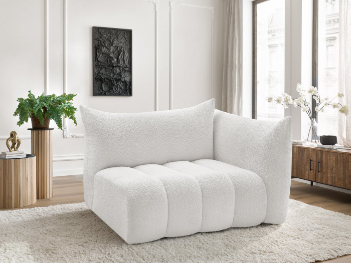 Chauffeuse 2 place avec accoudoir pour canapé modulable AZRA tissu bouclette