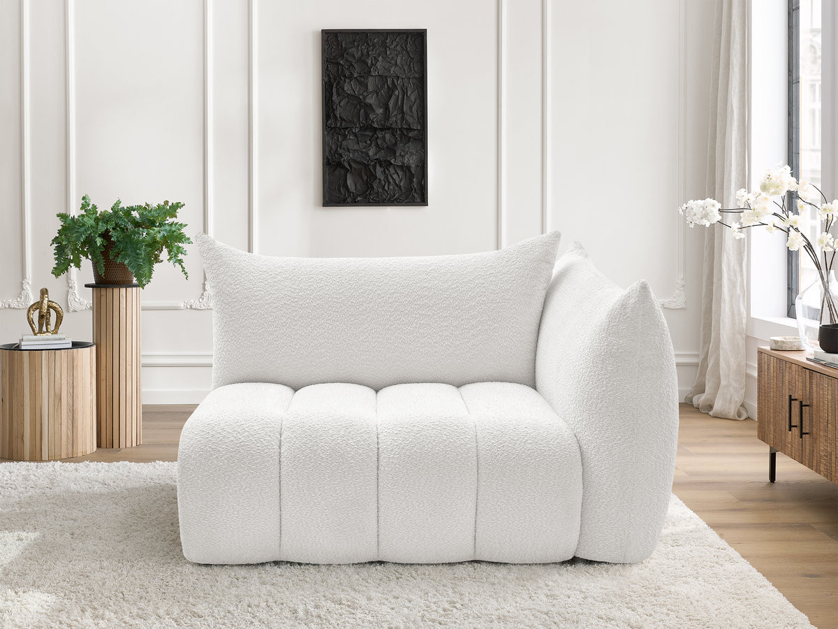 Chauffeuse 2 place avec accoudoir pour canapé modulable AZRA bouclette blanc — vue 4