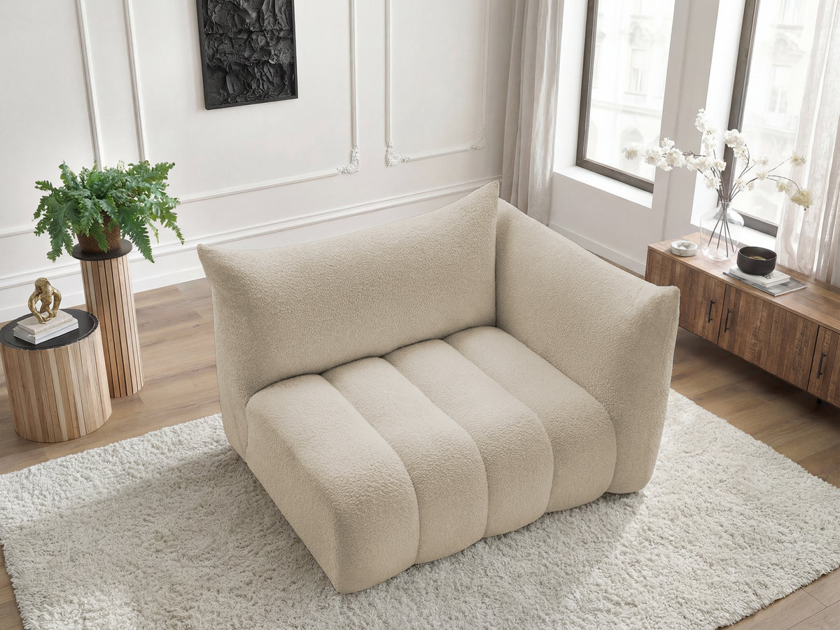 Chauffeuse 2 place avec accoudoir pour canapé modulable AZRA bouclette beige — vue 6