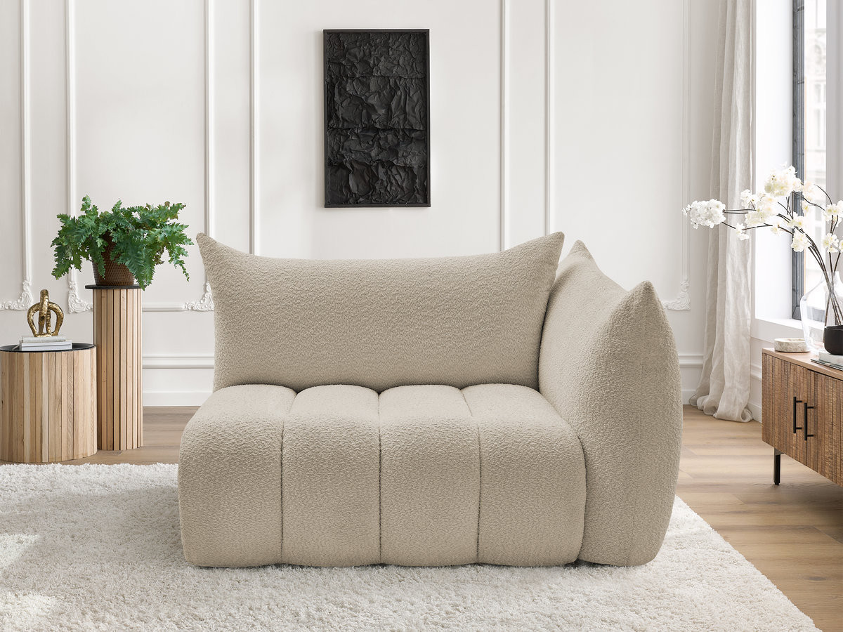 Chauffeuse 2 place avec accoudoir pour canapé modulable AZRA bouclette beige — vue 4