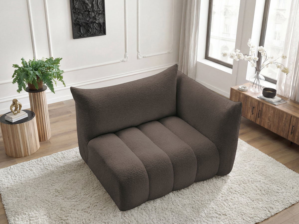 Chauffeuse 2 place avec accoudoir pour canapé modulable AZRA tissu bouclette