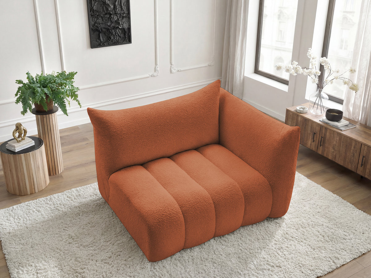 Chauffeuse 2 place avec accoudoir pour canapé modulable AZRA bouclette orange — vue 6