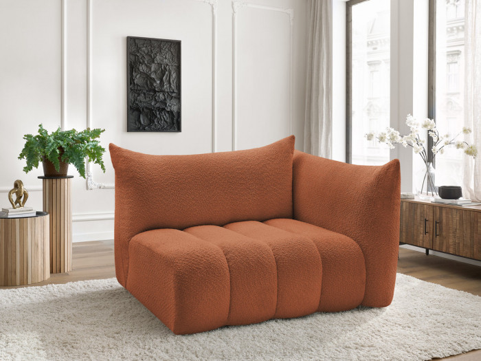 Chauffeuse 2 place avec accoudoir pour canapé modulable AZRA tissu bouclette