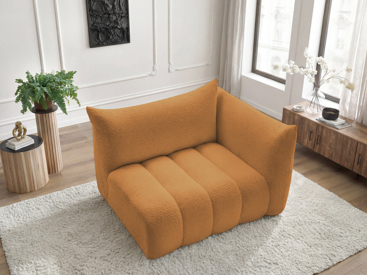 Chauffeuse 2 place avec accoudoir pour canapé modulable AZRA tissu bouclette