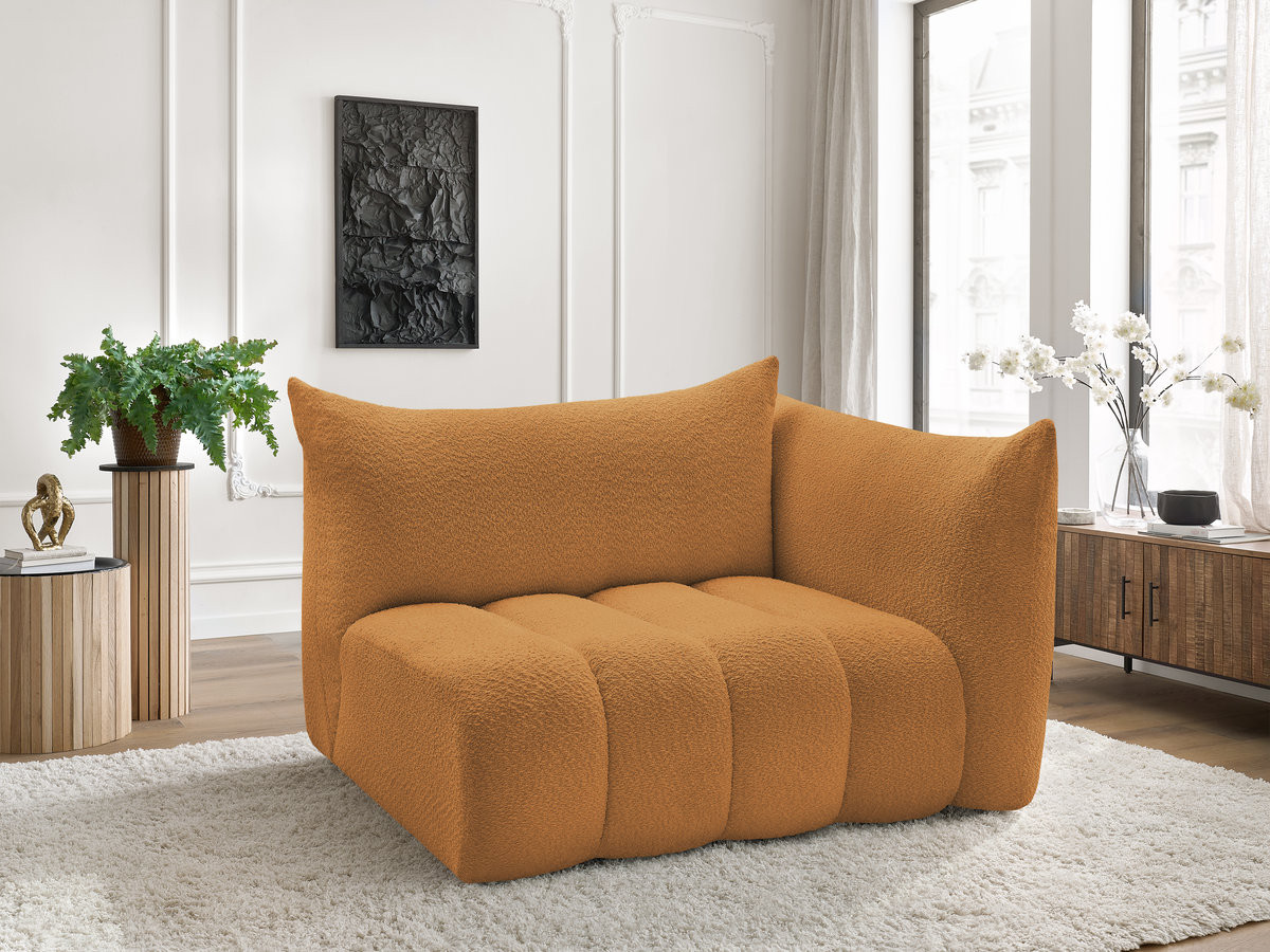 Chauffeuse 2 place avec accoudoir pour canapé modulable AZRA tissu bouclette Chauffeuse 2 place avec accoudoir pour canapé modulable AZRA tissu bouclette