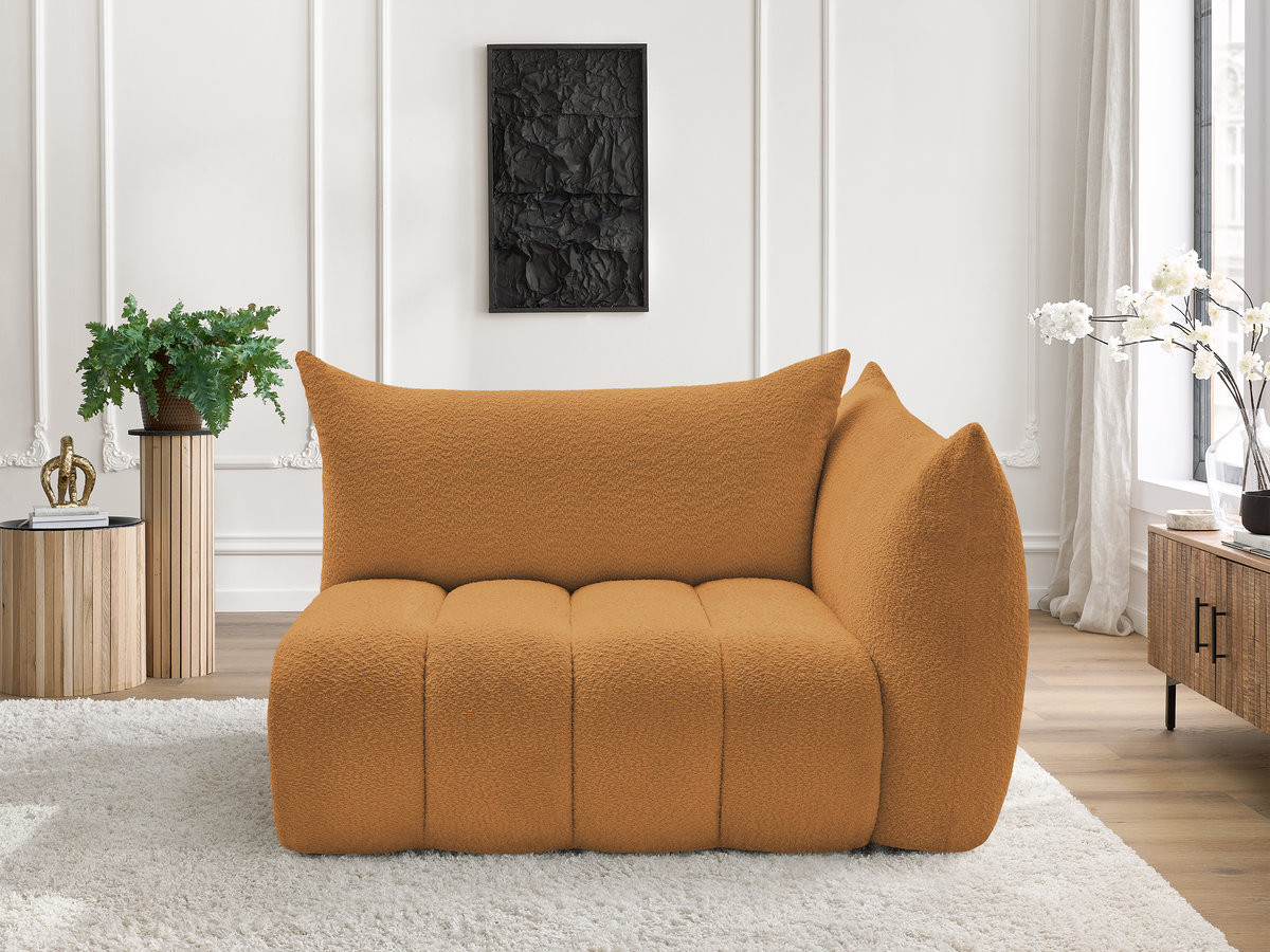 Chauffeuse 2 place avec accoudoir pour canapé modulable AZRA bouclette jaune — vue 4