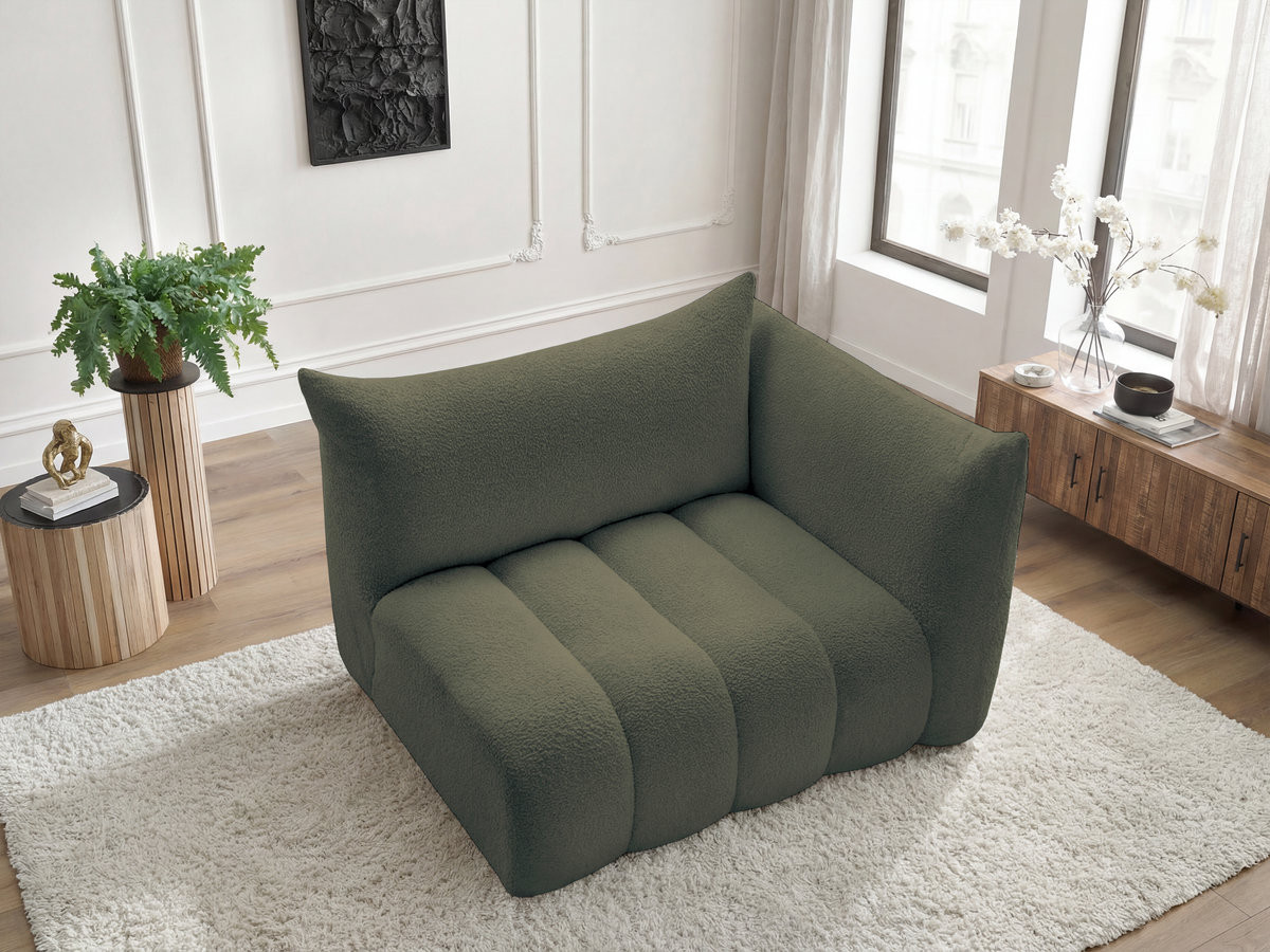 Chauffeuse 2 place avec accoudoir pour canapé modulable AZRA tissu bouclette