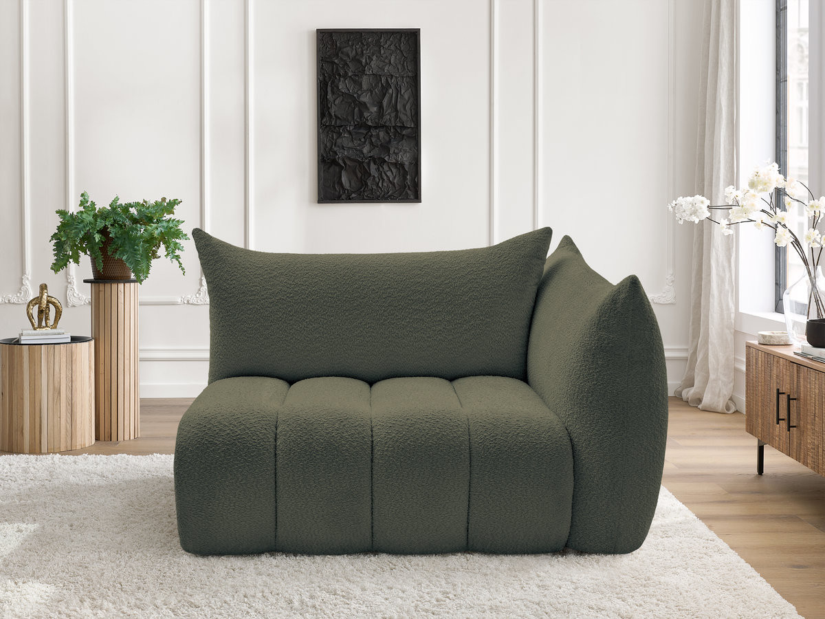Chauffeuse 2 place avec accoudoir pour canapé modulable AZRA bouclette vert — vue 4
