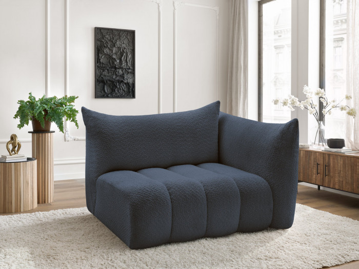 Chauffeuse 2 place avec accoudoir pour canapé modulable AZRA tissu bouclette