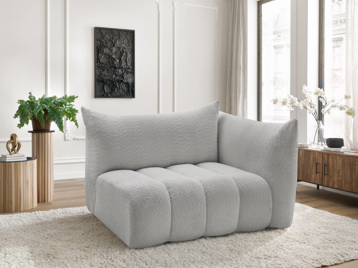 Chauffeuse 2 place avec accoudoir pour canapé modulable AZRA tissu bouclette