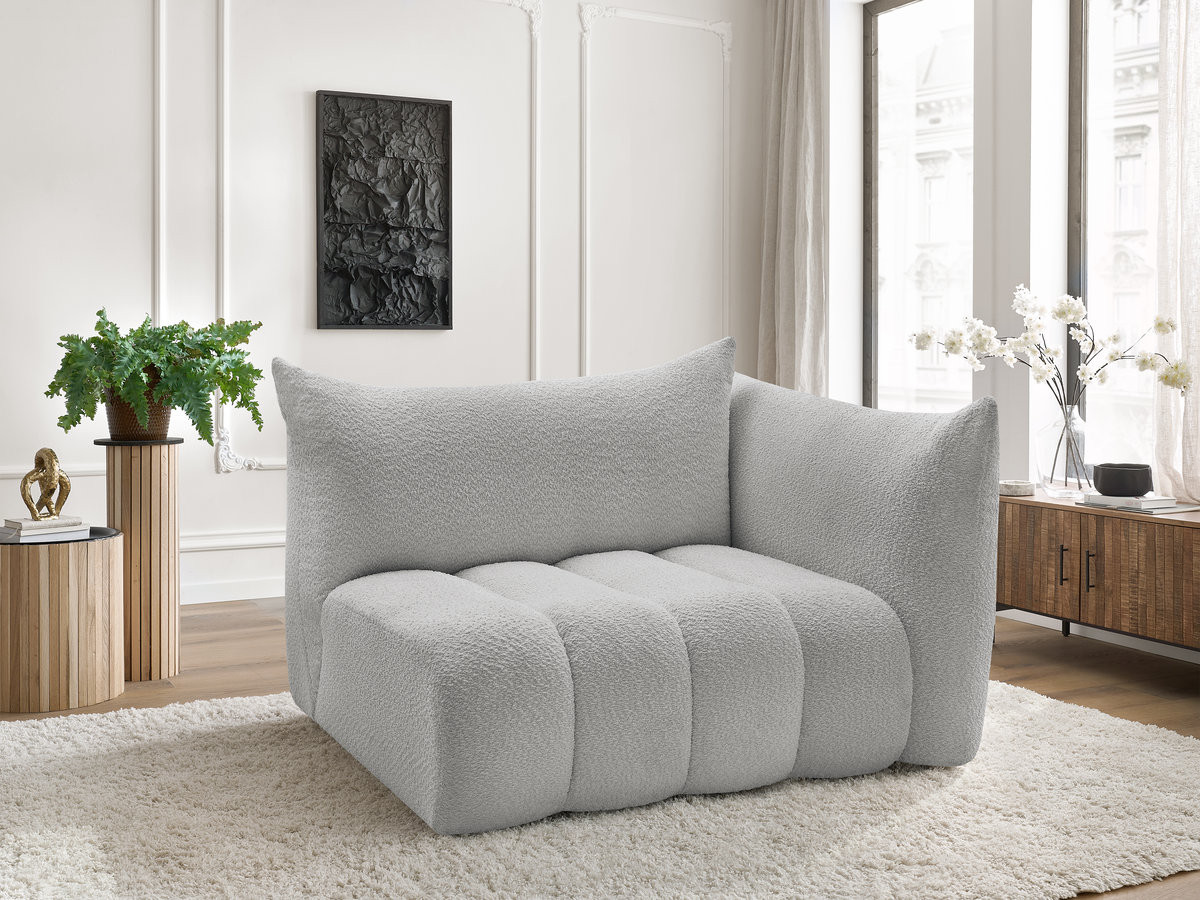 Chauffeuse 2 place avec accoudoir pour canapé modulable AZRA tissu bouclette