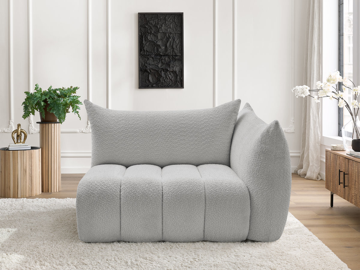 Chauffeuse 2 place avec accoudoir pour canapé modulable AZRA bouclette gris clair — vue 4
