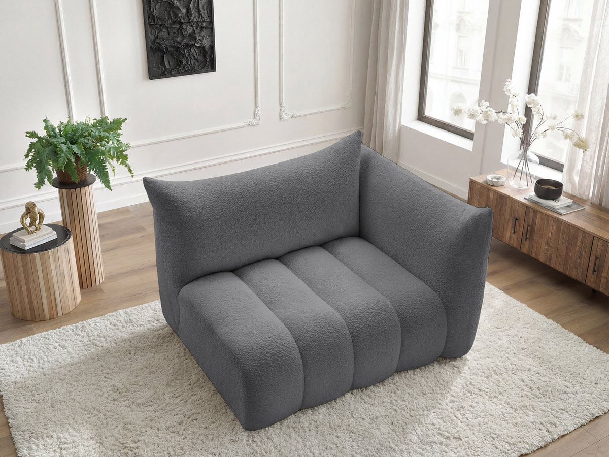 Chauffeuse 2 place avec accoudoir pour canapé modulable AZRA bouclette gris foncé — vue 5