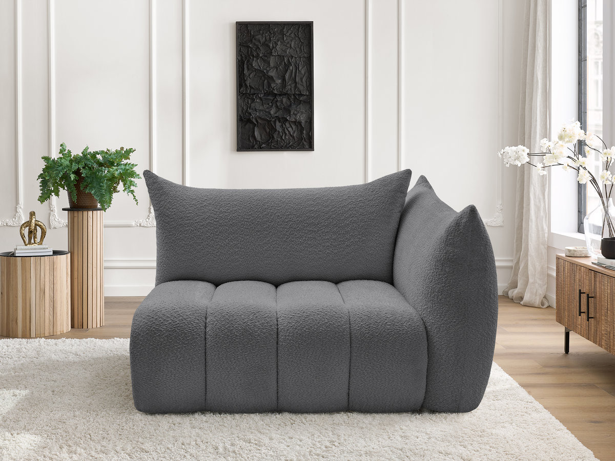 Chauffeuse 2 place avec accoudoir pour canapé modulable AZRA tissu bouclette