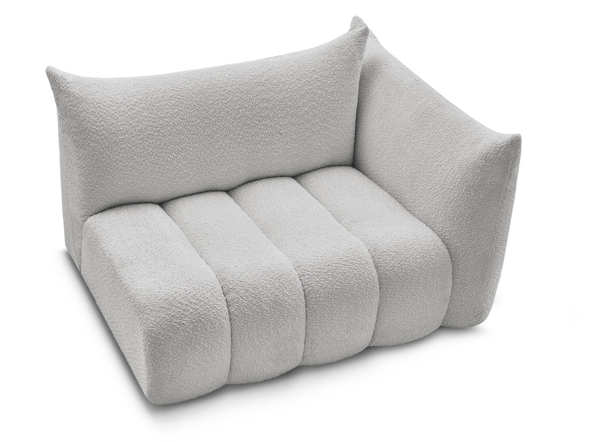 Chauffeuse 2 place avec accoudoir pour canapé modulable AZRA tissu bouclette