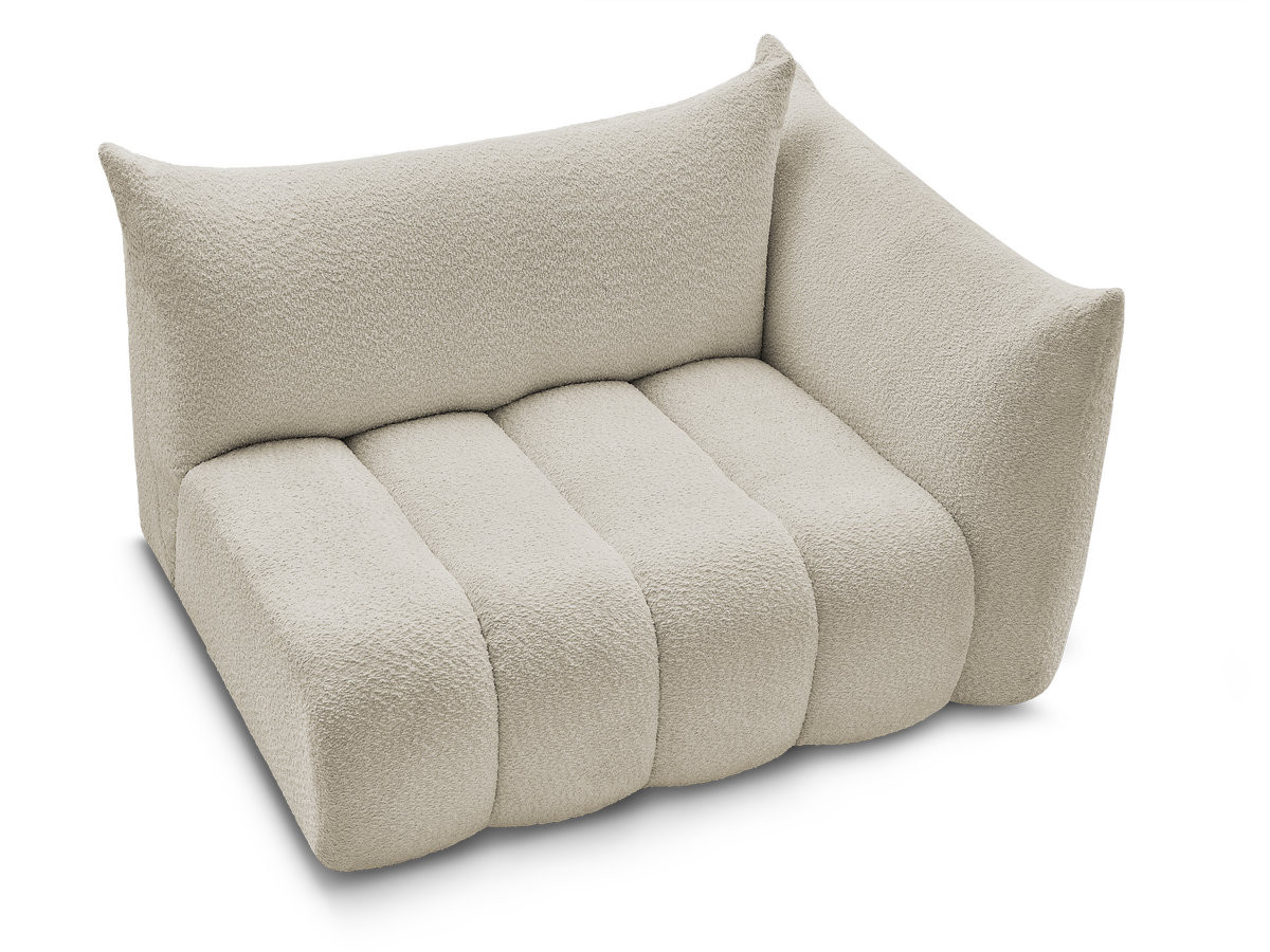 Chauffeuse 2 place avec accoudoir pour canapé modulable AZRA tissu bouclette