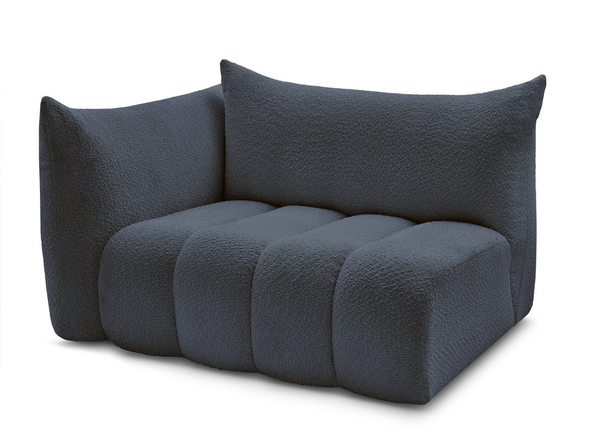 chauffeuse 2 place avec accoudoir pour canapé modulable azra tissu bouclette de couleur bleu foncé