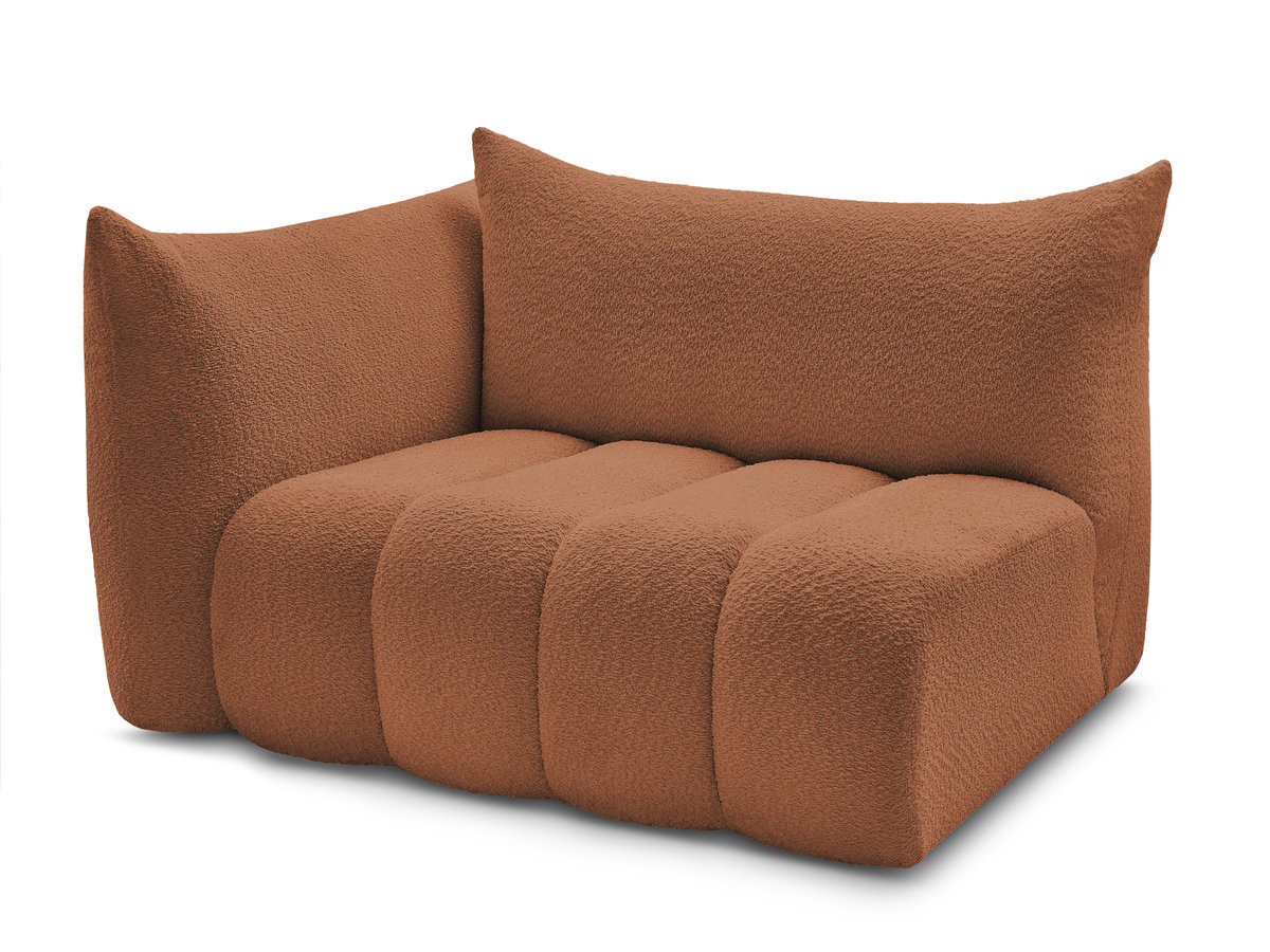 chauffeuse 2 place avec accoudoir pour canapé modulable azra tissu bouclette de couleur orange