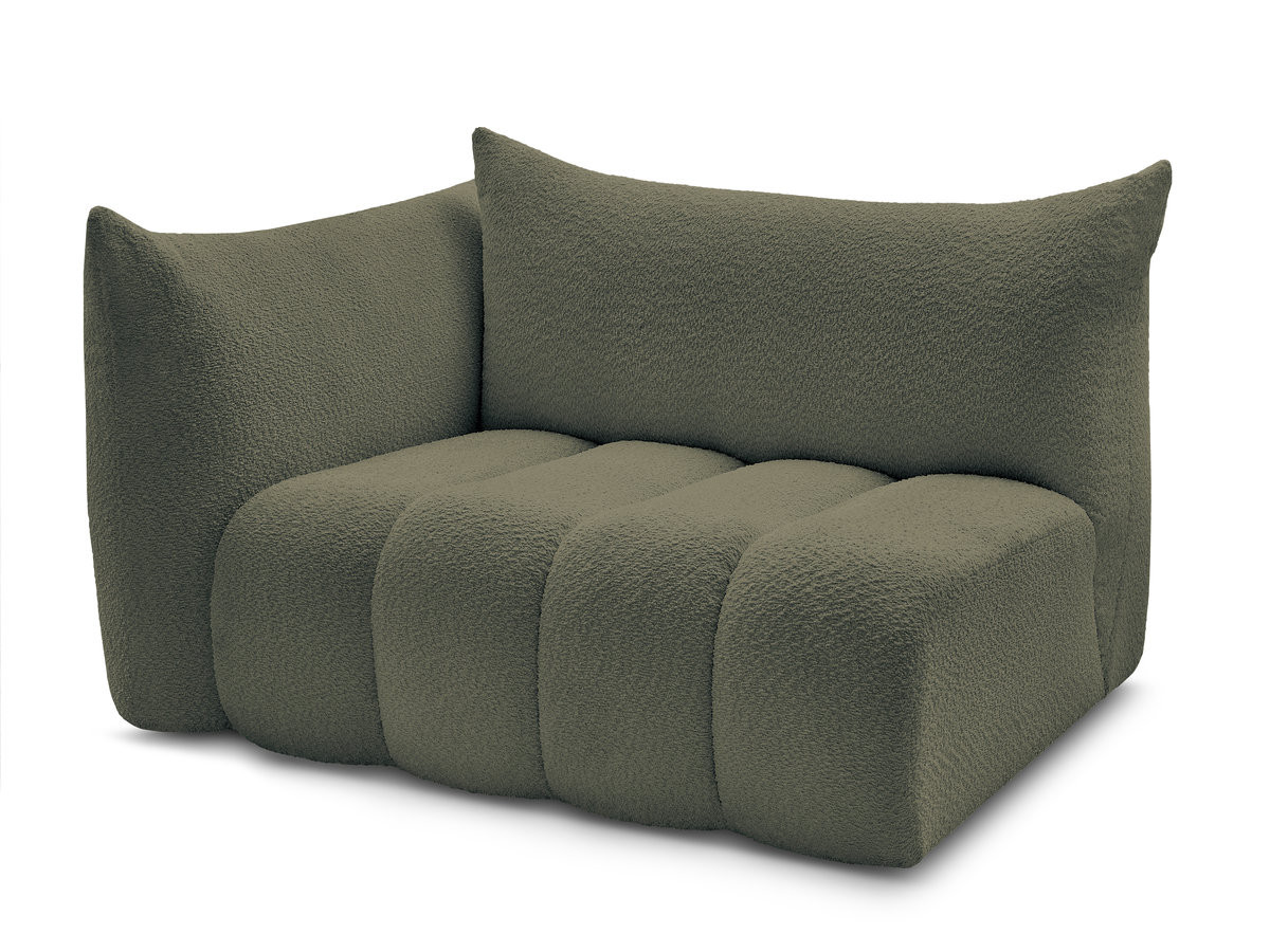 chauffeuse 2 place avec accoudoir pour canapé modulable azra tissu bouclette de couleur vert