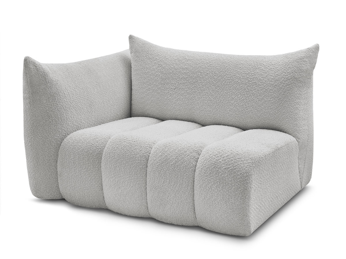 chauffeuse 2 place avec accoudoir pour canapé modulable azra tissu bouclette de couleur gris clair