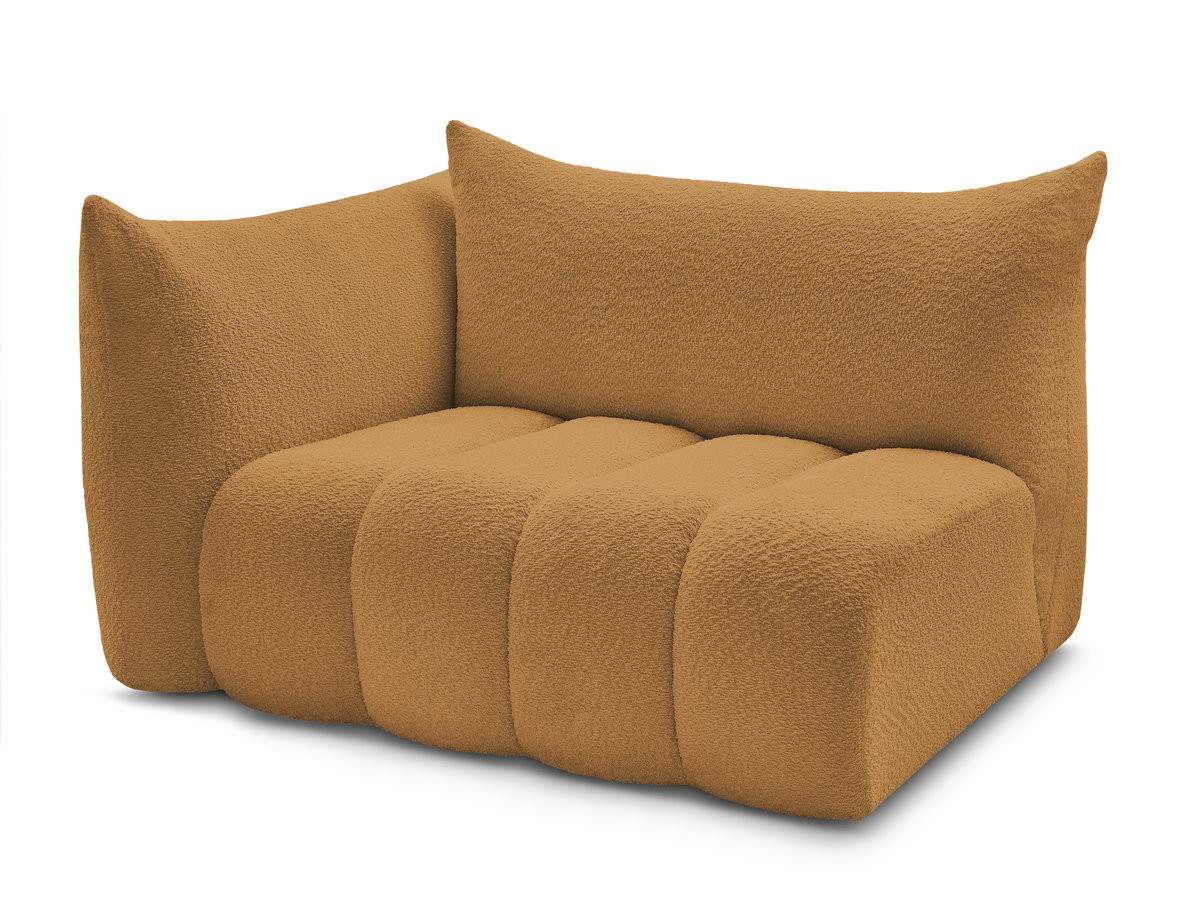 chauffeuse 2 place avec accoudoir pour canapé modulable azra tissu bouclette de couleur jaune