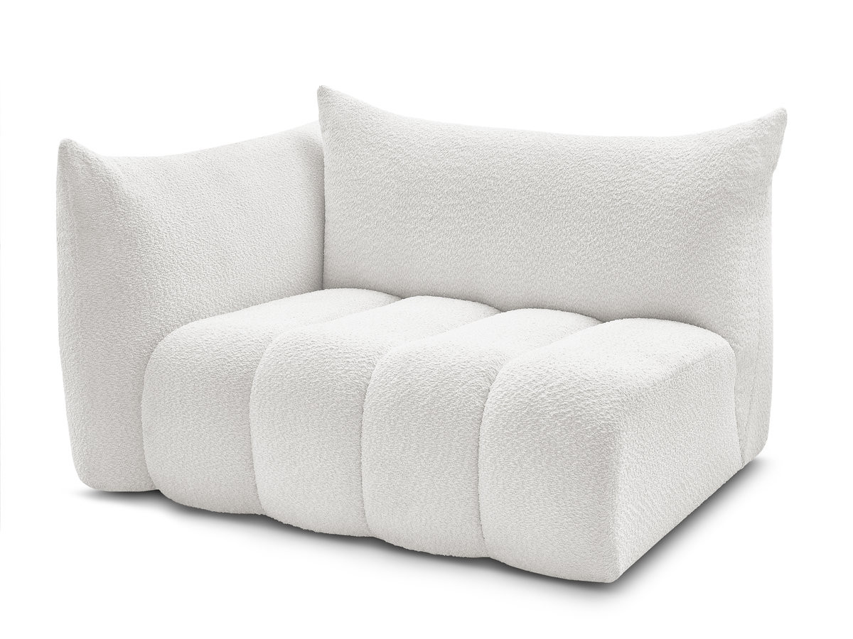 chauffeuse 2 place avec accoudoir pour canapé modulable azra tissu bouclette de couleur blanc