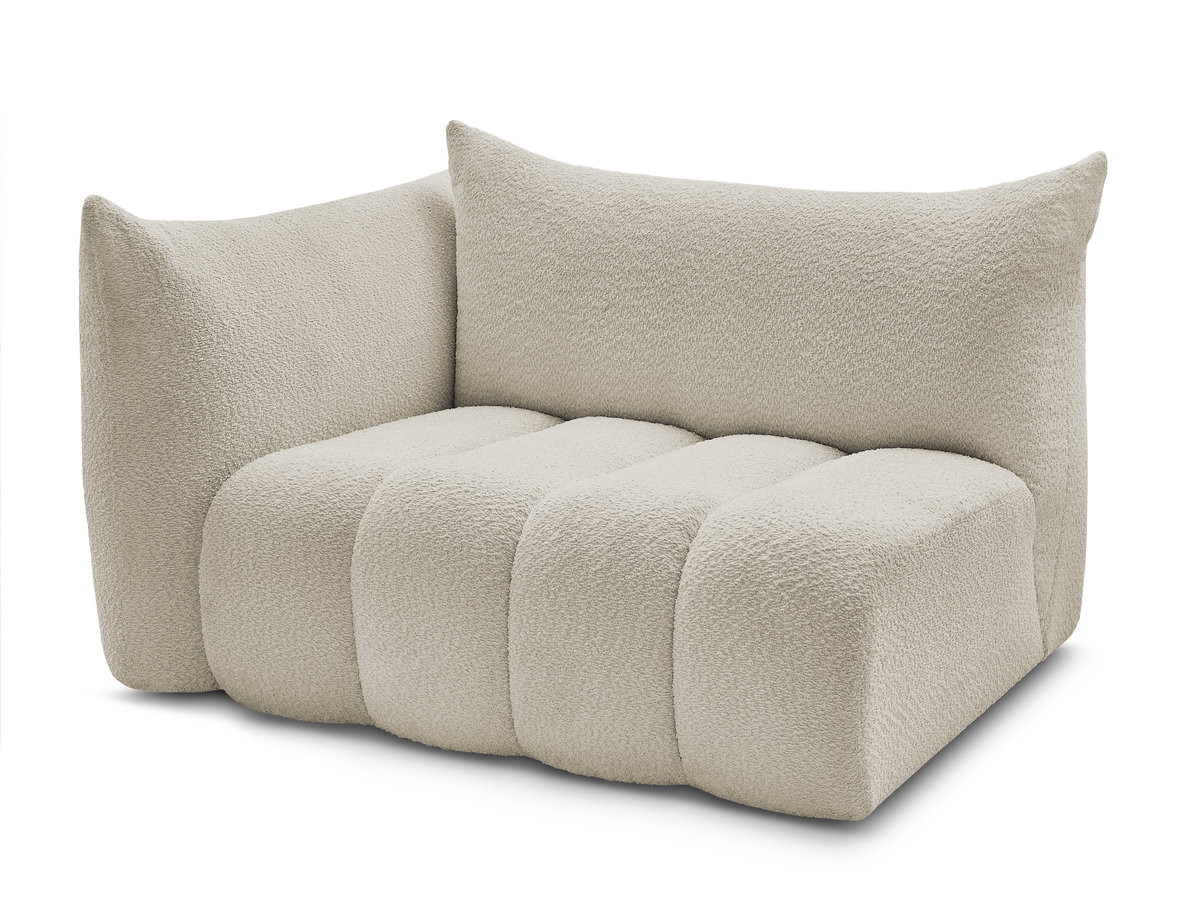 chauffeuse 2 place avec accoudoir pour canapé modulable azra tissu bouclette de couleur beige