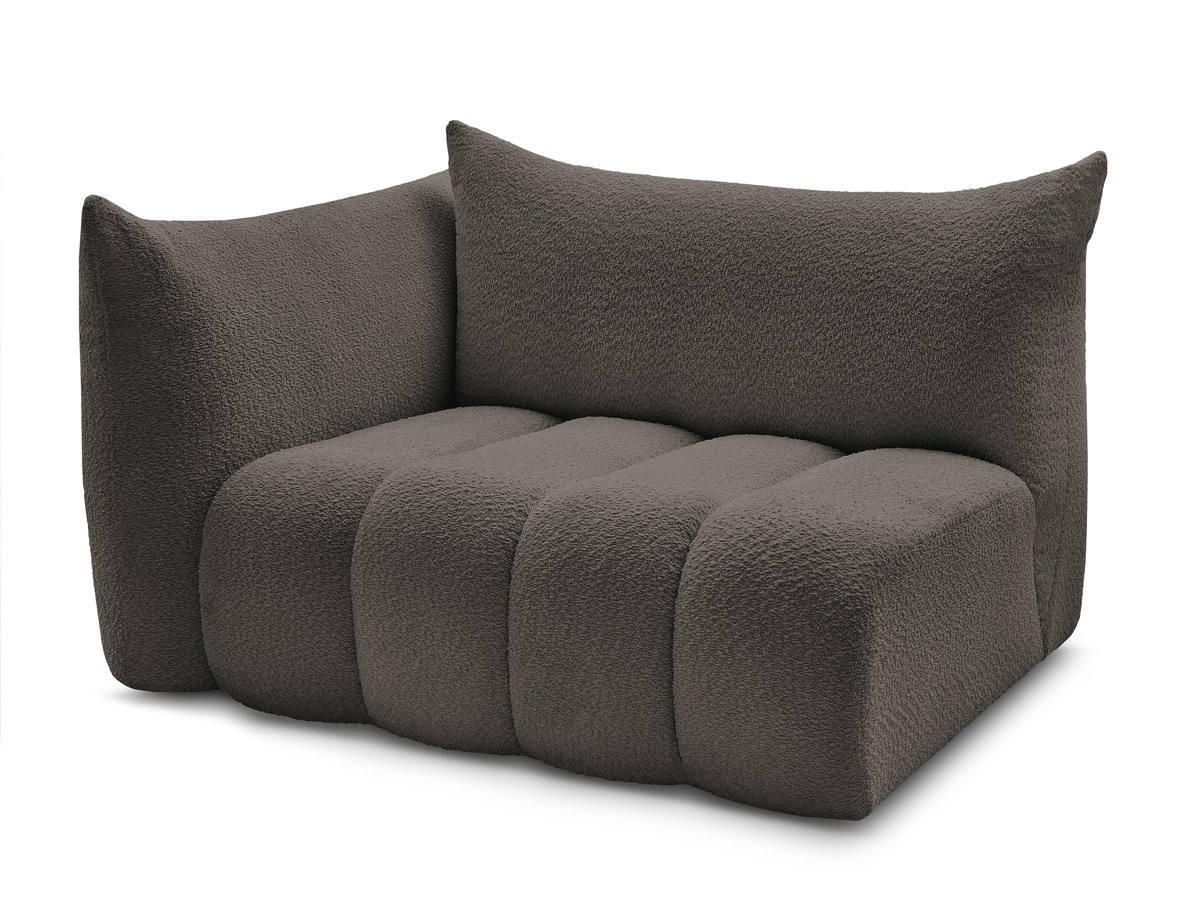 chauffeuse 2 place avec accoudoir pour canapé modulable azra tissu bouclette de couleur marron