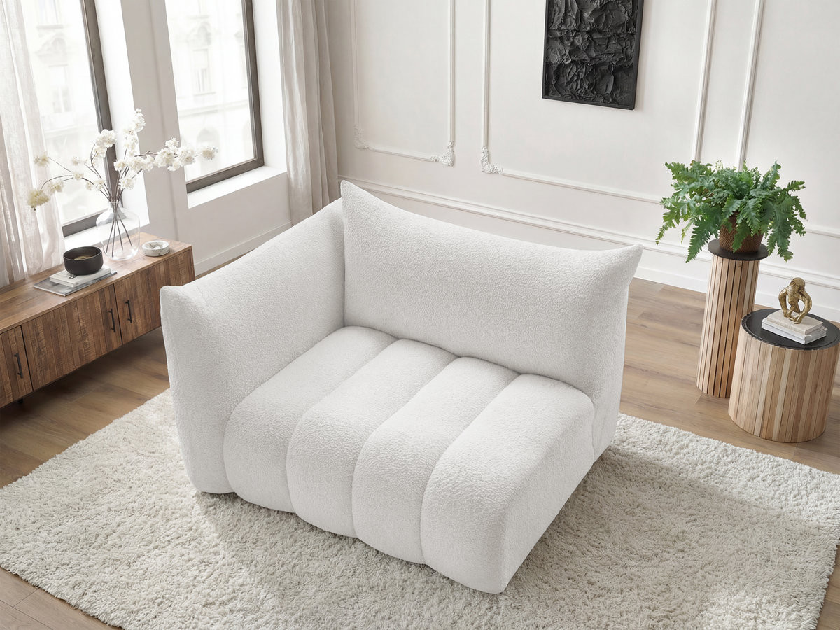 Chauffeuse 2 place avec accoudoir pour canapé modulable AZRA tissu bouclette