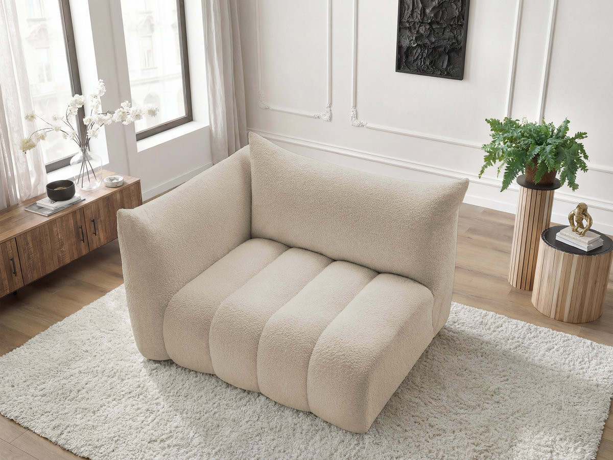 Chauffeuse 2 place avec accoudoir pour canapé modulable AZRA tissu bouclette
