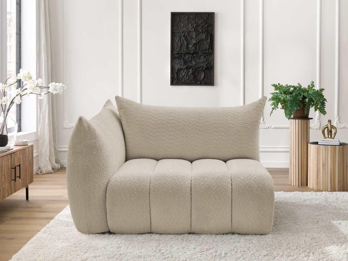 Chauffeuse 2 place avec accoudoir pour canapé modulable AZRA tissu bouclette