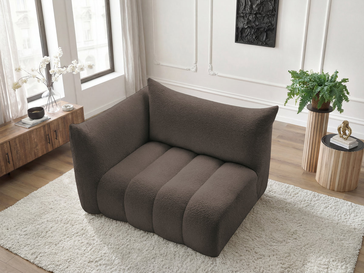 Chauffeuse 2 place avec accoudoir pour canapé modulable AZRA tissu bouclette