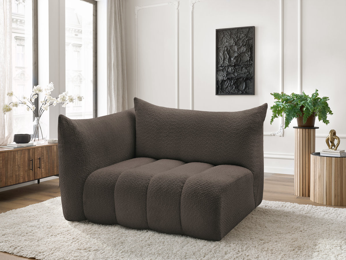 Chauffeuse 2 place avec accoudoir pour canapé modulable AZRA tissu bouclette