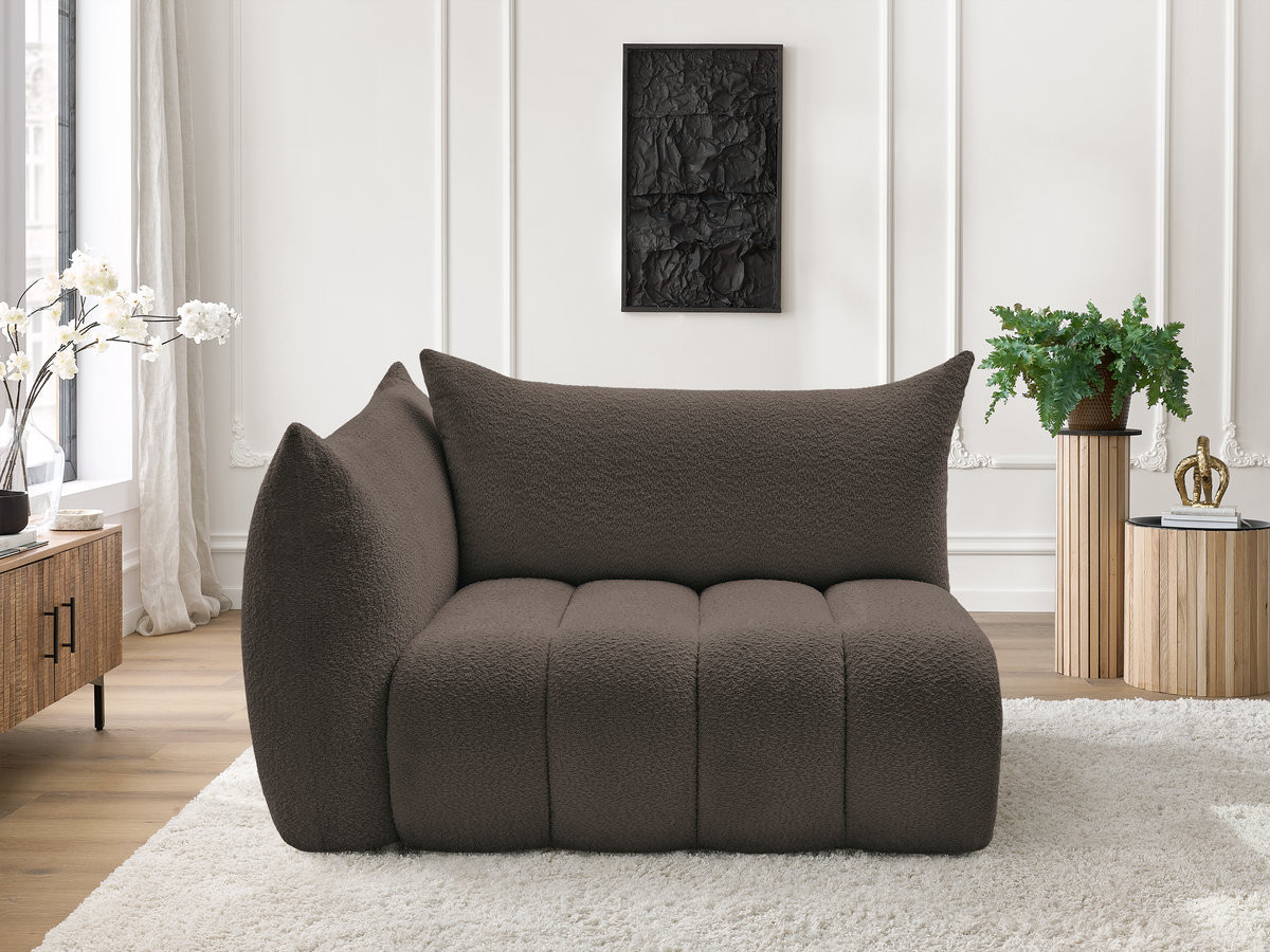 Chauffeuse 2 place avec accoudoir pour canapé modulable AZRA tissu bouclette