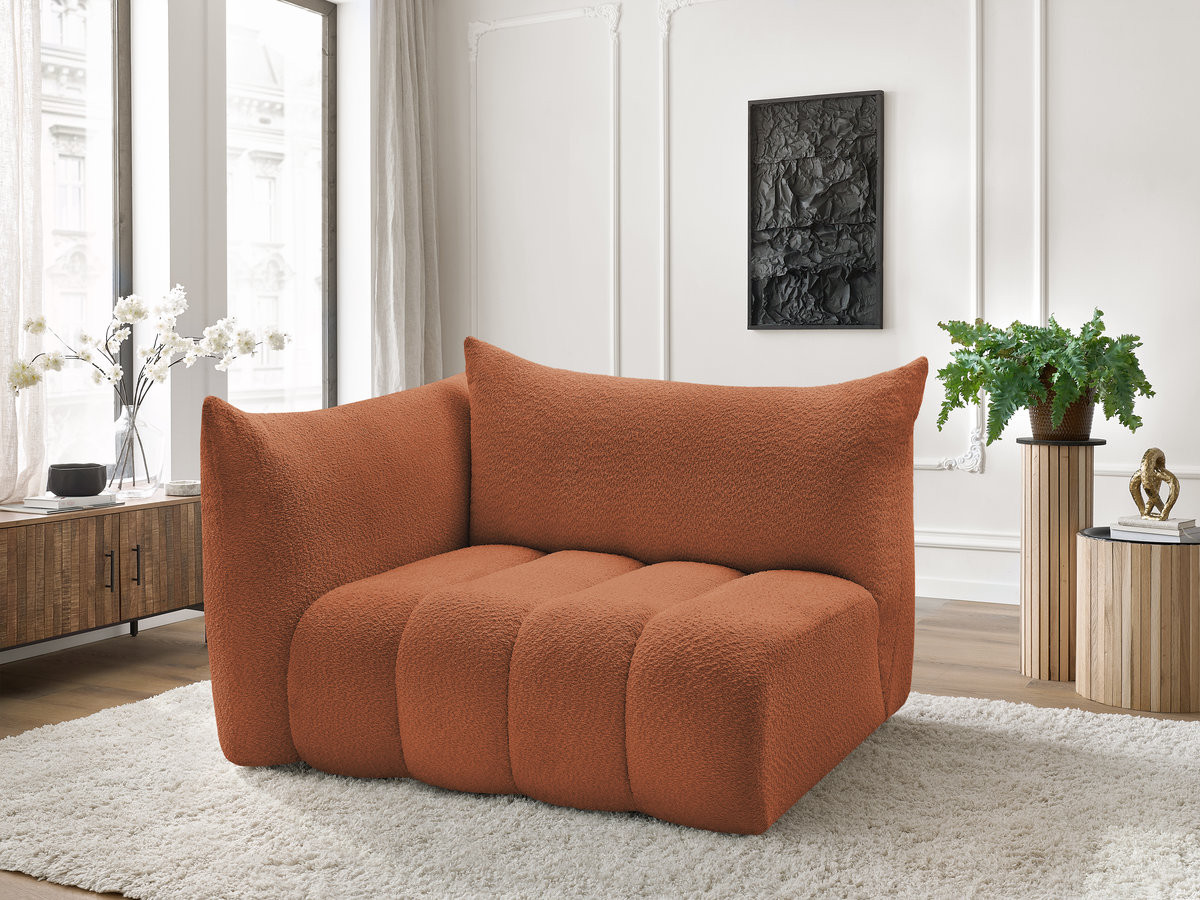 Chauffeuse 2 place avec accoudoir pour canapé modulable AZRA tissu bouclette