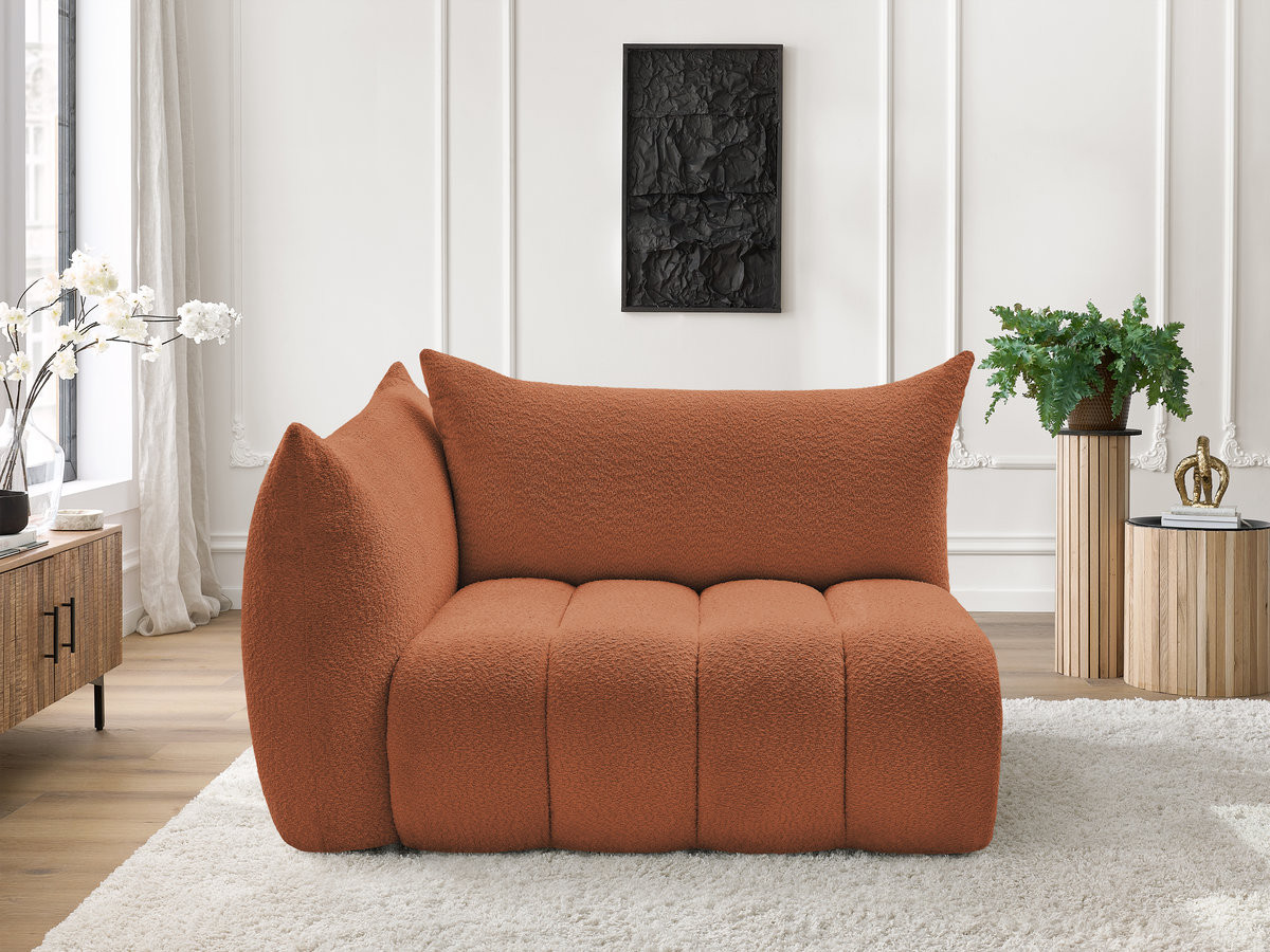 Chauffeuse 2 place avec accoudoir pour canapé modulable AZRA tissu bouclette