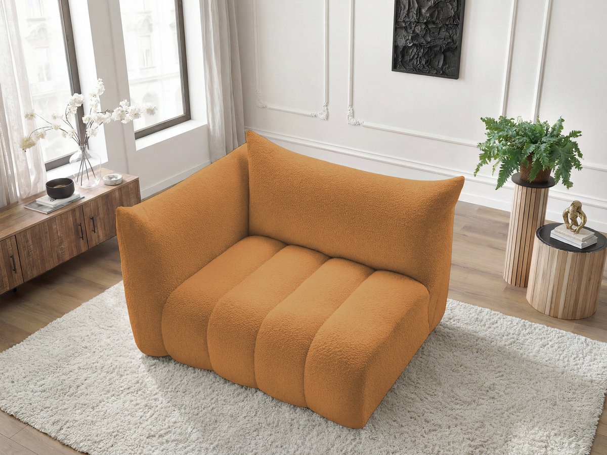 Chauffeuse 2 place avec accoudoir pour canapé modulable AZRA tissu bouclette