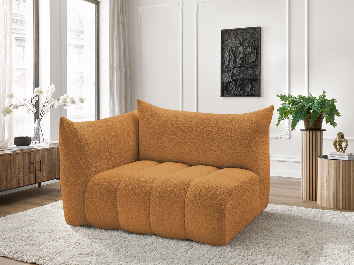 Chauffeuse 2 place avec accoudoir pour canapé modulable AZRA tissu bouclette